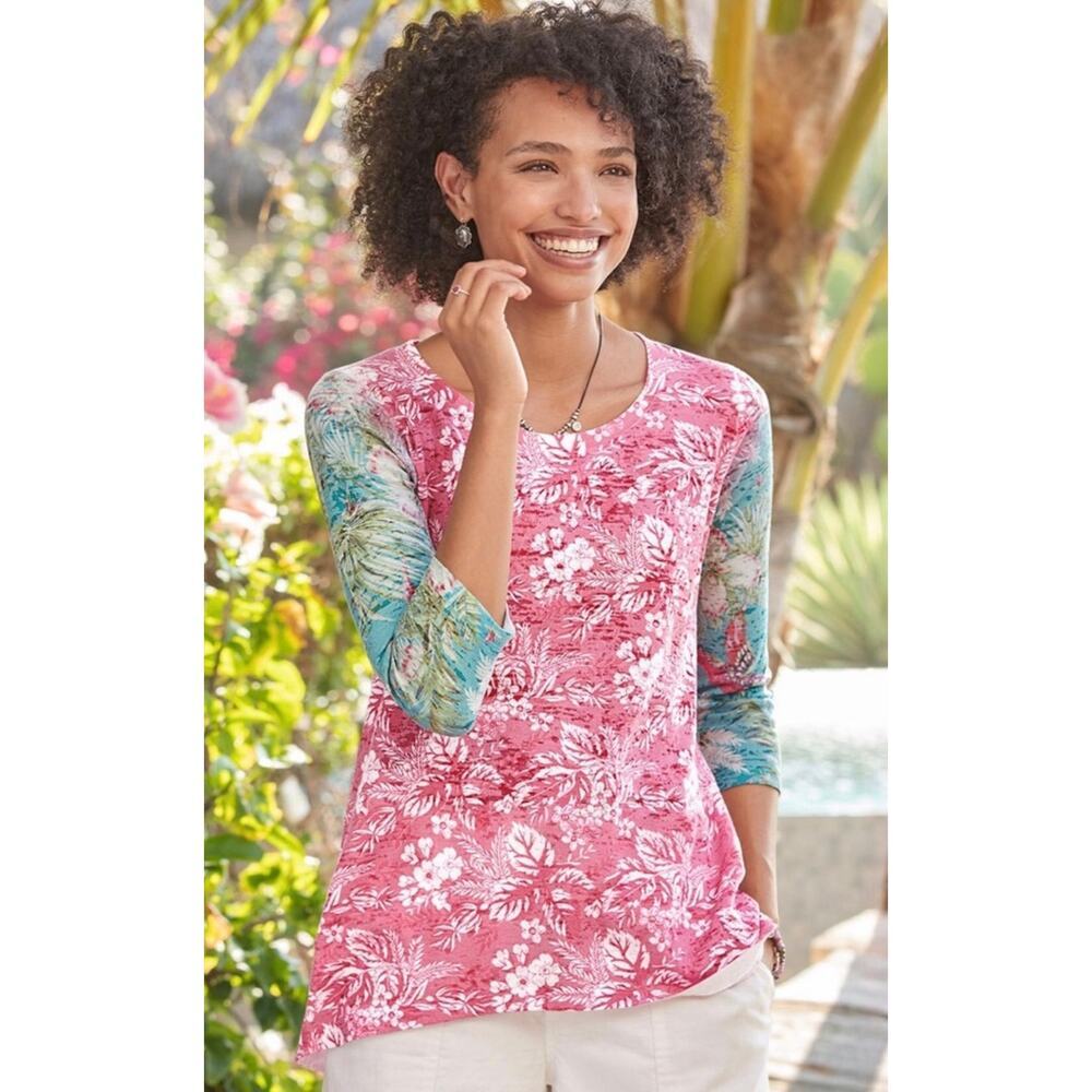 NWT Sundance Whimsy Rose Women's Bird Floral Long Sleeve‎ Blouse Swing Floral L